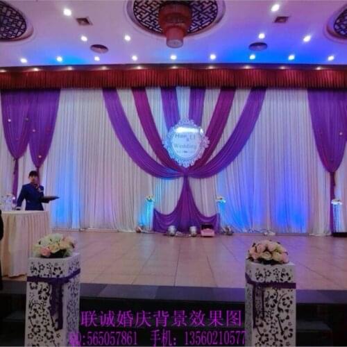 Lilac Wedding Stage Curtain 10ft * 20ft Voilet Wedding Backdrop with beautiful swag Wedding Decoration