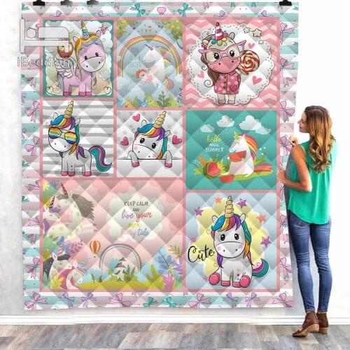 Born To Be A Unicorn Customize Printed Quilt Blanket Twin Full/Queen King Size Dropshipping