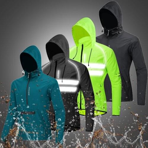 WOSAWE Thin Hooded Caps Reflective Cycling Jackets Windproof Waterproof Running Coat Bike Sports MTB Bicycle Jersey Windbreaker