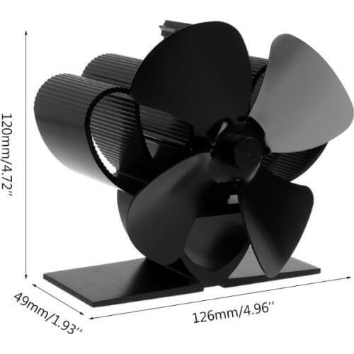 Heat Self-Powered Fireplace Stove Top Fan Quiet 4 Blades Aluminum Efficiently Warm Large Room Wood Log Burner Eco Friendly M89B