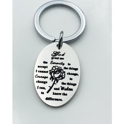 Oeinin Creative Keychain Man God Grant Me The Serenity To Accept Things Key Chain Bags Boy Letter Color Key Ring Alloy Pendant