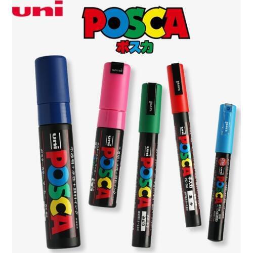 Uni POSCA PC-1M / 3M / 5M POP Poster Advertising Pen Water-based Marker Pen Beginner Painting Coloring Special Marker Pen Set