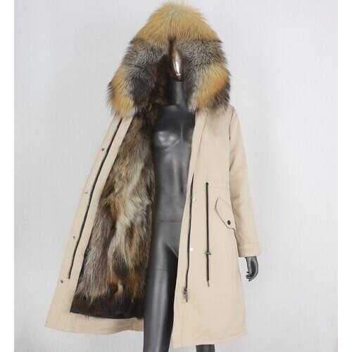 BLUENESSFAIR 2020 X-long Parka Waterproof Winter Jacket Women Natural Real Fox Fur Collar Coat Streetwear Outerwear Removable