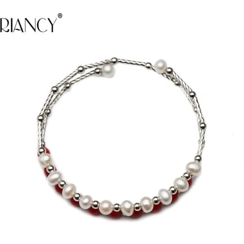 Fashion Charm Double layer Bracelet Natural Freshwater white Pearl Bracelet Pearl Jewelry for Women wedding gift