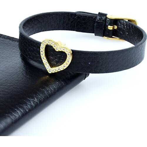 Luxury Heart Shape LOVE Wrap Leather Bracelet Adjustable AAA Cubic Zircon for Woman Female Elegance Wedding Party Jewelry