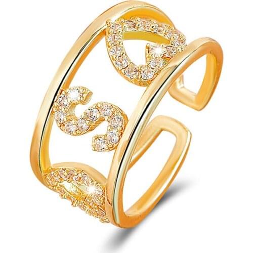 Simple Adjustable Love Letter Rings For Women Popular Personality Hollow Index Finger Ring Jewelry Party