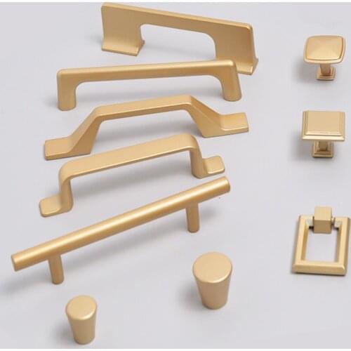 Gold Aluminum Alloy Furniture Handle Modern Simple Cabinet Wardrobe Pulls Door Knobs For Kitchen Furniture Handle