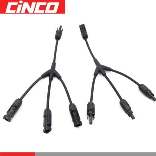 1pair x 1 to 3 type PV connector with pv cable 3 group parallel connection solar panel output waterproof PV connector