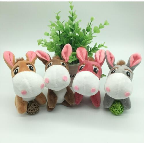 1pc 10cm Kawaii Donkey Bag Pendant Plush Toys Soft Stuffed Animals Mini Key Chian Plush Dolls for Children Girls Gifts