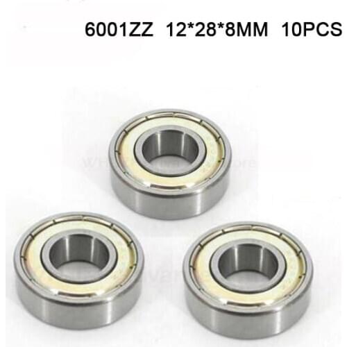 10pcs High-quality excellent ABEC-1 6001ZZ 6001zz 6001Z 6001Z deep groove ball bearing 12*28*8mm 6001zz bearing 6001 bearing