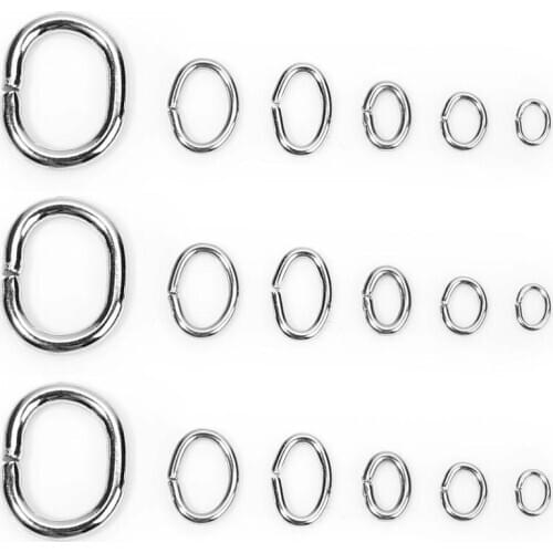 100pcs/lot Stainless steel single ring oval ring six sizes egg rings DIY D buckle D-shaped connector jewelry Making