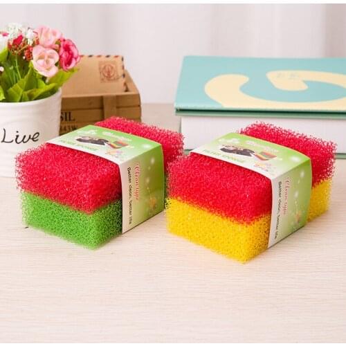 2Pcs Non Stick Oil Sponge Strong Decontamination Washing Cloth Washing Towel Creative Sponge Cloth Kitchen Items Suppliers