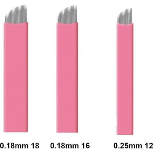 New 200 Pcs 0.18mm Microblading Needles 18 16 for Permenent Makeup 0.25mm Tattoo Needle 12Flex Blade for Manual Eyebrow Pen