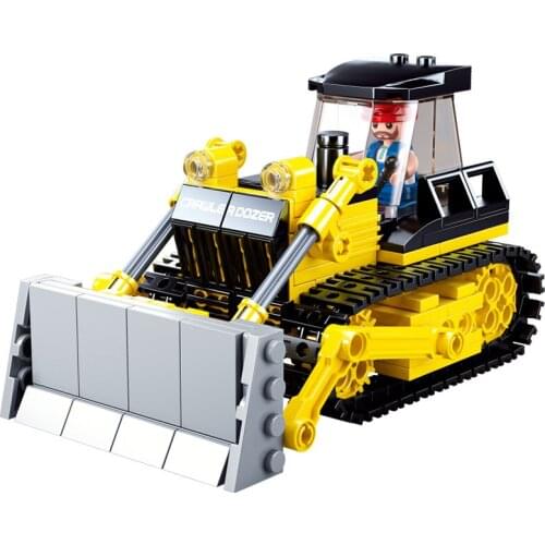 231Pcs SLuban Building Blocks 0802 Construction Machinery Bulldozer Forklift Assembly Model Boy Assembling Toy Gifts