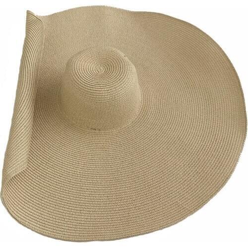 30cm Fashion Oversized Sun Hat Beach Anti-UV Sun Protection Foldable visors hat Panama Wide Brim Holiday Summer Straw hat