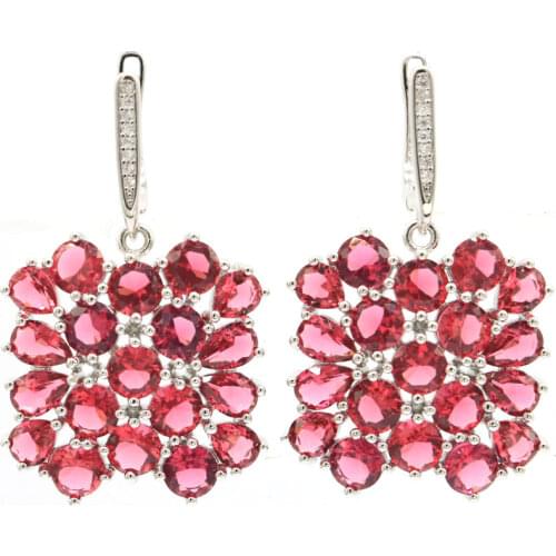 55x18mm Beautiful Long Created Green Peridot CZ Womans Jewelry Making Silver Earrings