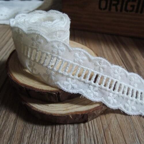 5Yard/Lot Cotton cloth Hollow embroidery Lace trim accessories dress clothes underwear DIY Material 2.5cm width lace fabric