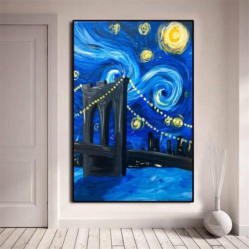 Abstract Canvas Painting Wall Art Starry Star Dream Bridge Posters and Prints Wall Pictures for Living Room Home Decoration
