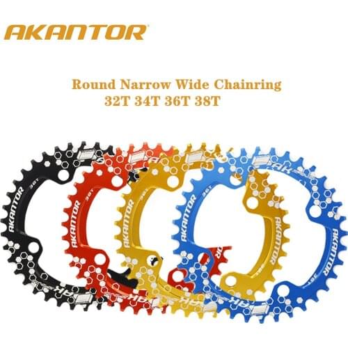AKANTOR MTB Mountain Bike Round Narrow Wide Chain ring 104BCD Untralight 32T 34T 36T 38T Chainwheel Bicycle Chainring Mtb Parts
