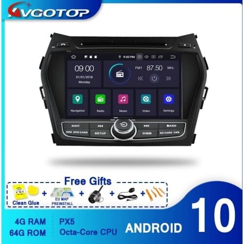 AVGOTOP Android10 4GB+64GB CAR DVD PLAYER for HYUNDAI IX45/SANTA FE 2013 IPS HD Screen NAVIGATION