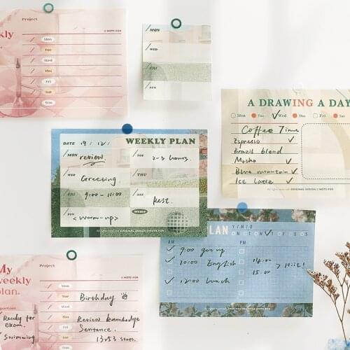 80Sheets Weekly Daily Plan Ins Writing Loose Leaf Paper Memo Pad Message Notes Decorative Notepad Stationery Office Supplies