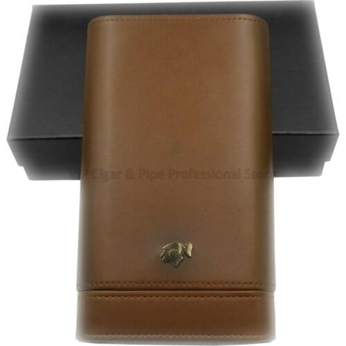 COHIBA Genuine Leather Cigar Humidor Box Fit 3-6 Fingers Cedar Wood Lined Cigar Travel Case Portable Smoking Tool Outdoor