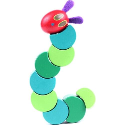 Wooden Baby Fingers Flexible Puzzle Toy Wood Insects Twist The Very Hungry Caterpillars Children Anime Puzzle Toys