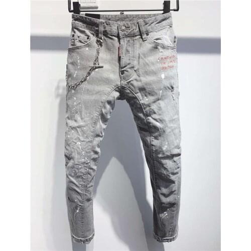 Hip Hop Biker Skinny Jeans Men Jean Homme Denim Ripped destroy broeken Stretch Pants Slim Fit Trousers Men Size 28-38