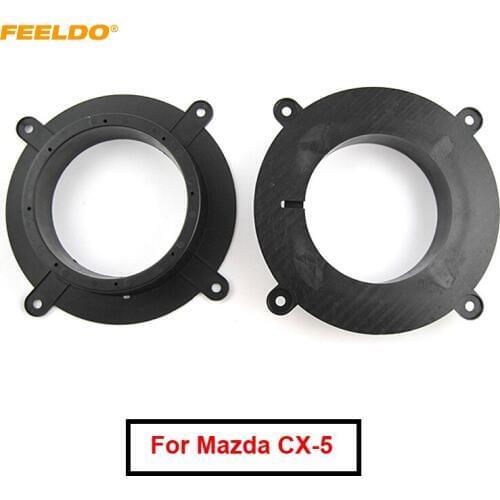 FEELDO 1Pair Car 6.5" Speaker Spacer Mat for Mazda CX-5/Mazda 3/6 Atenza Audio Speaker Pads Adaptor Holder Installer Ring Kits