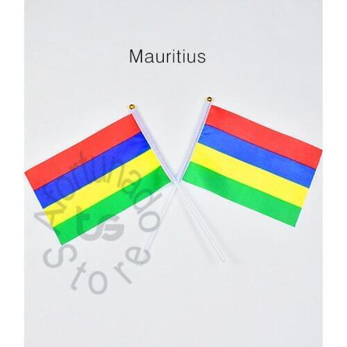 Mauritius flag Banner 14*21cm hand waving National flag Home Decoration flag banner