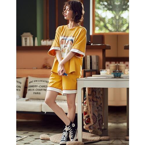 New Pajama Sets for Young Girls Summer Style Full Pure Cotton Pajamas Women Big Size Home Loungewear Kawaii Sleepwear Suit