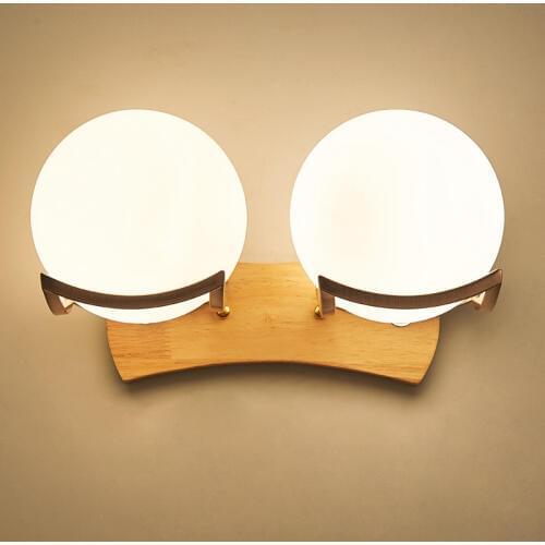 Creative Modern Simple Bedside Aisle Wall Lamp LED Solid Wood North American Style Living Room Study Bedroom Light
