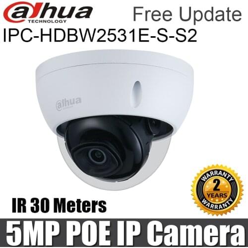 Dahua 5MP PoE Camera IPC-HDBW2531E-S-S2 IR 30m Fixed-focal Dome Network IP Camera Supports MAX 256 GB Micro SD card