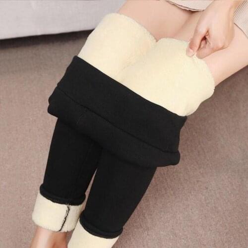 CHRLEISURE Winter Cashmere Leggings Women High Waist Plus Velvet Thick Leggings Cotton Trousers Keep Warm Women Pants