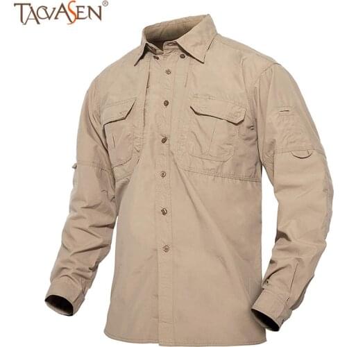 TACVASEN Mens Quick Dry Long Sleeve Shirts Breathable Lightweight Outdoor Sports Hiking Fishing Shirts Cargo Style Work Shirts