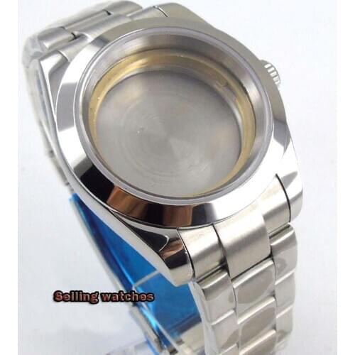 40mm sterile sapphire glass automatic men Watch Case +Watch Bracelet fit ETA 2836 miyota 8215 Movement
