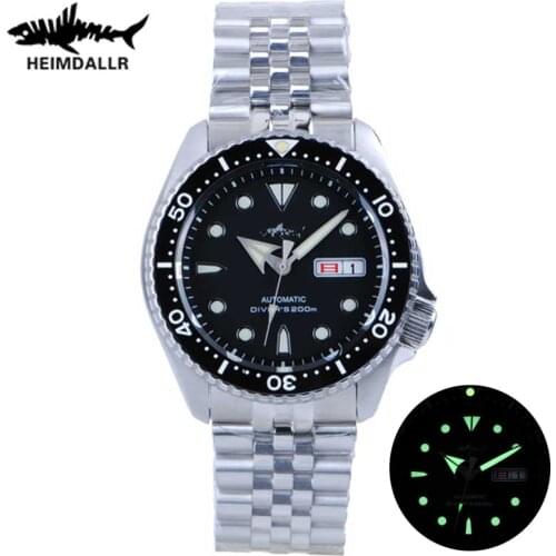 Heimdall Sharkey SKX007 Mens Automatic Mechanical Watch NH36A Sapphire Crystal Watch Luminous Stainless Steel 200M Diving Watch