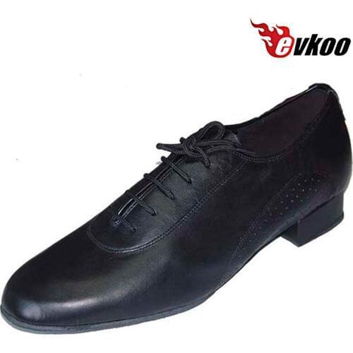 Evkoodance Genuine Leather Mans Modern Tango Salsa Dance Shoes 2.5cm Heel Height Soft Sole Shoes Evkoo-300