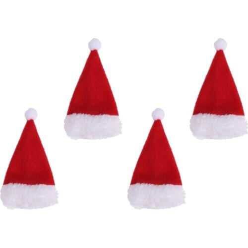 Pack of 4pcs Festive Christmas Santa Hat Covers Household Tableware Bags Home Decorations