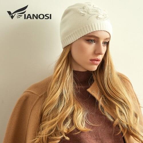 2020 New Winter Hat Lady Beige Wool Hats for Women Fashion Butterfly Bonnets Knittd Beanie Cap Brand Gorros Mujer