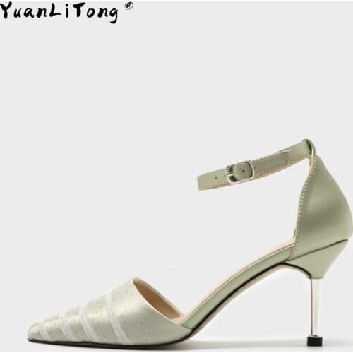 2021 Spring Fashion New Pointed Pleated Hollow Mesh High Heels Wedding Dress Thin Heels Fashion Casual Womens Shoes