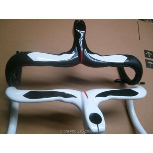 New compact style Road bike 3K full carbon fibre bicycle handlebar and Stem integrated 400/420/440*90/100/110/120mm Free ship