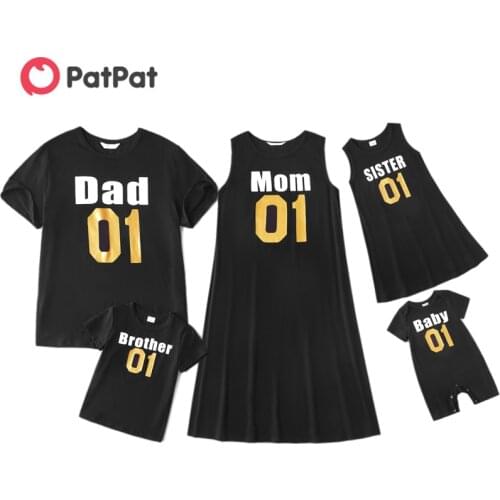 PatPat 2021 New Summer Mosaic Family Letter and Digital Printed Matching Sets ( Tank Dresses - Short Sleeve T-shirt - Rompers)