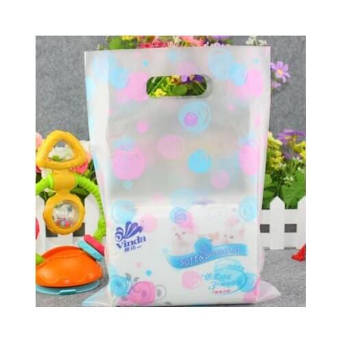 Shopping plastic gift bags with handle/ clear plastic bags shopping large for clothes 20x29cm