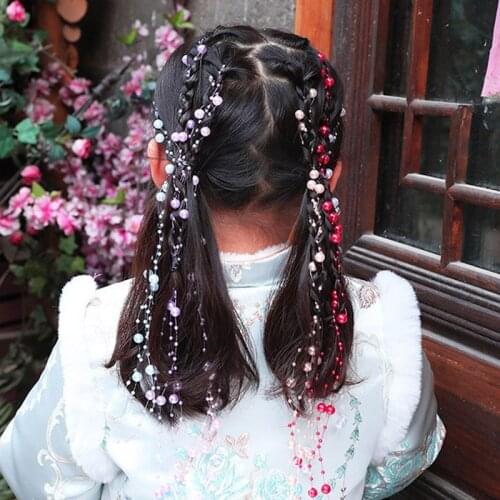 DIY Pearl Braided Hair Chain Children Girls Princess Braided Hair Rope Headdress Hair Extension Chains Birthday Gift Wholesale
