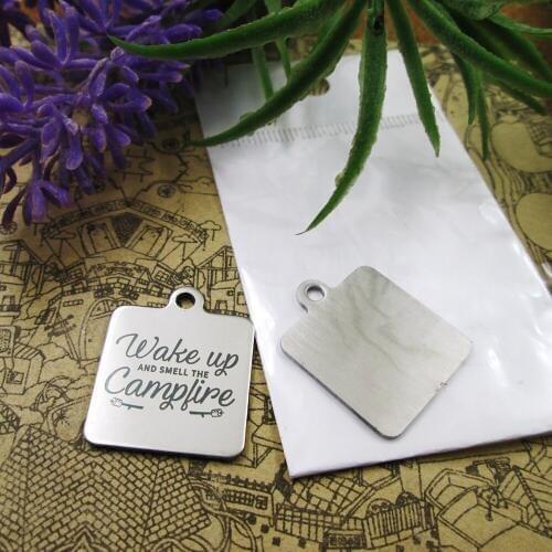10pcs--"Wake Up And Smell The Campfire"stainless steel charms 5 styles for choosing DIY Charms for necklace bracelets