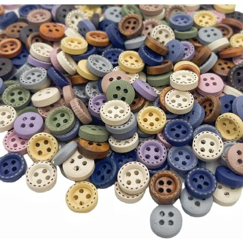 50pcs/pack mini 4-holes mix color brown wooden buttons coat boots sewing clothes accessoRY sweater shirt button round