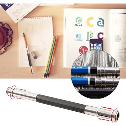 Adjustable Dual Head Pencil Extender Holder Sketch School Art Write Tool