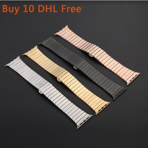 Luxury metal straps For Apple watch band 44mm 42mm iwatch series 5 4 3 2 stainless steel Link bracelet 40mm 38mm butterfly loop