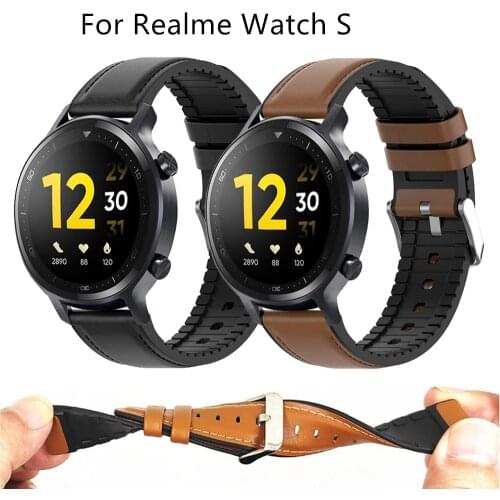 Business Silicone Leather Watchband For Realme Watch S Bracelet Sports Strap For Realme Watch Brown Wristband Correa